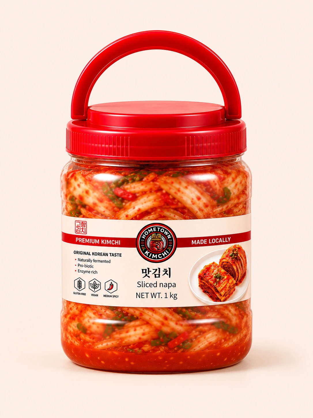 Sliced napa 1kg kimchi plastic jar
