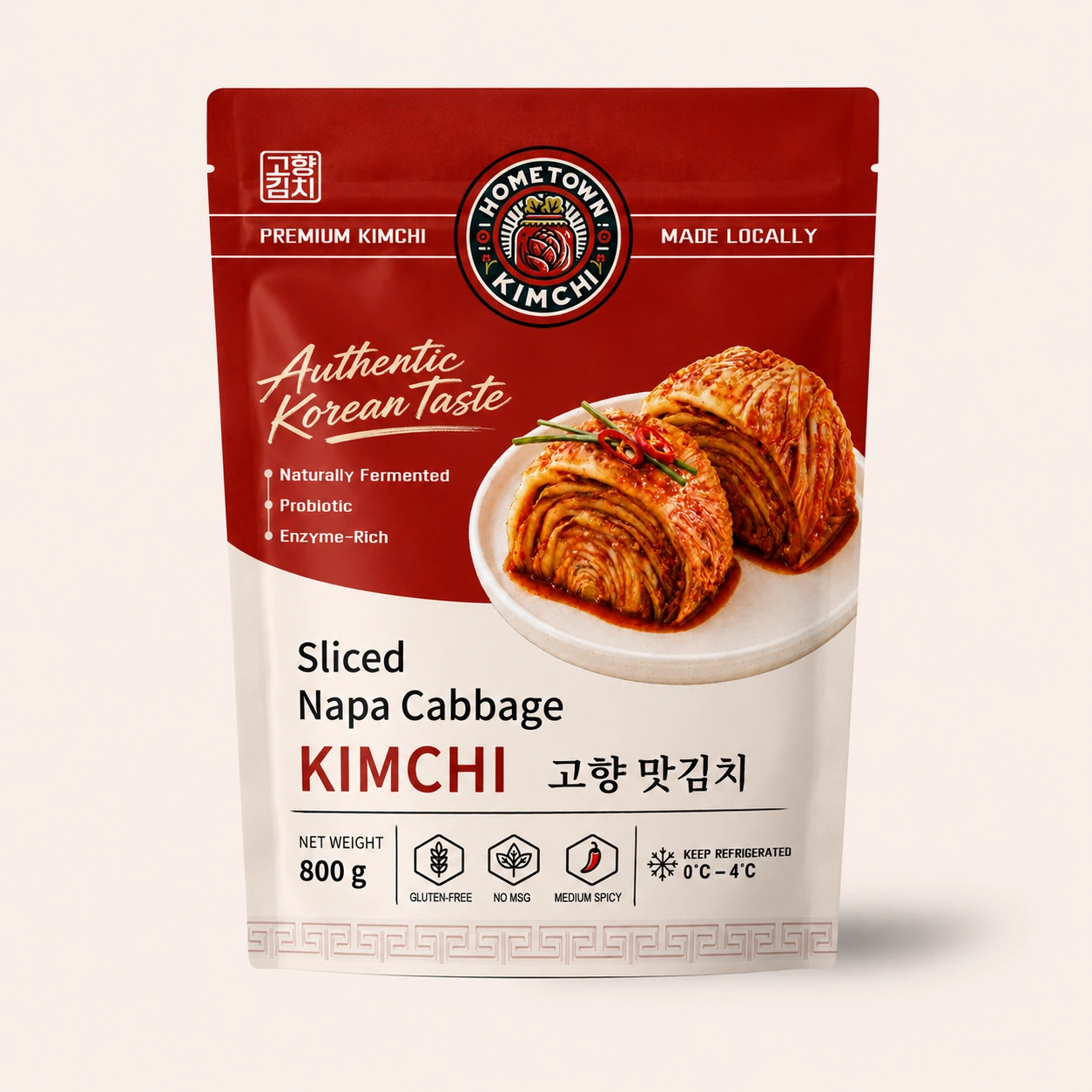 Sliced napa 800g kimchi pouch